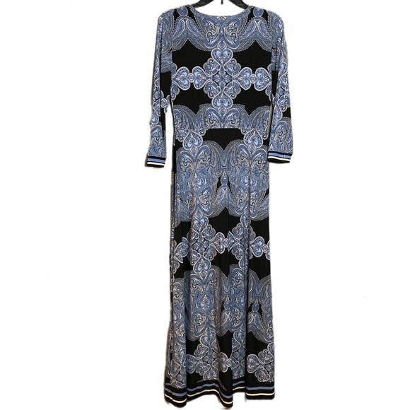 I.N.C. Brand Faux Wrap Dress Blue Paisley Pattern Size Small - Picture 2 of 6